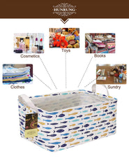 HUNRUNG collapsible storage bin folded flat for compact, space-saving storage.
