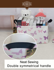 HUNRUNG foldable storage-bin flat view demonstrates space-saving design for easy stowaway.