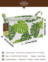HUNRUNG leaf rectangle canvas storage basket with a stylish leaf pattern