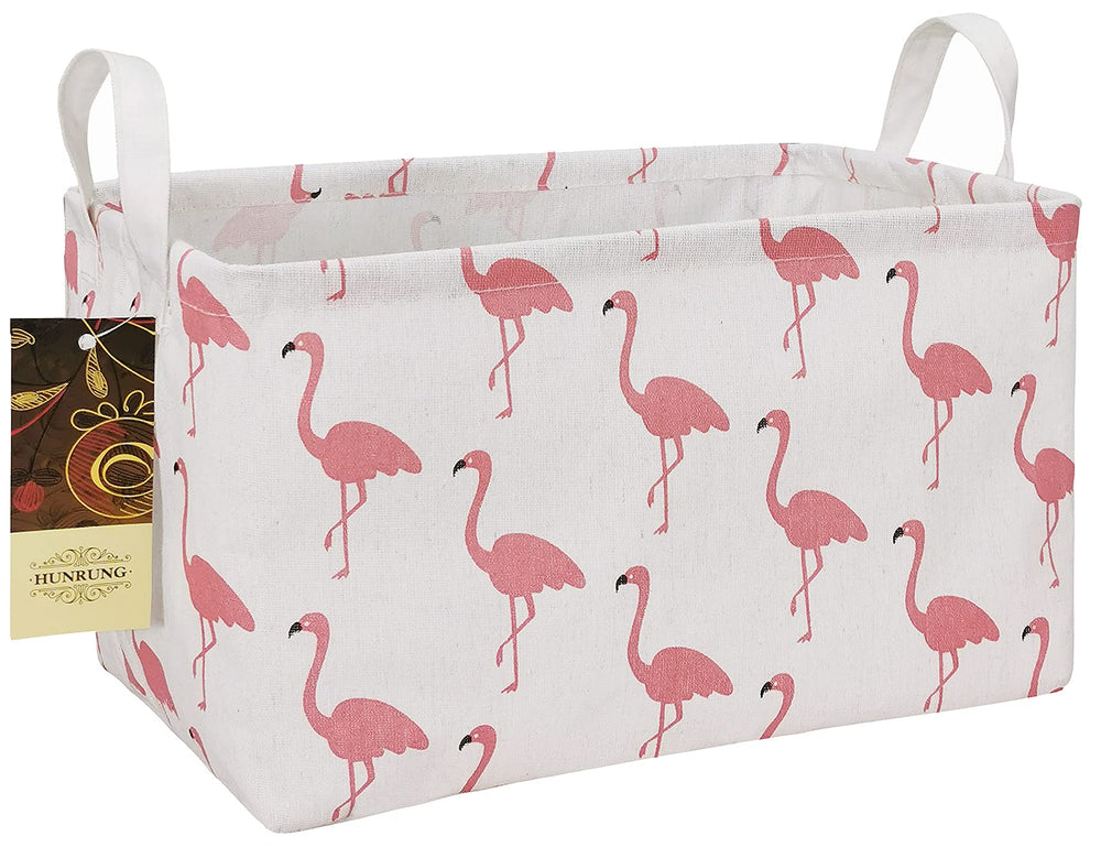 HUNRUNG rectangle storage basket with flamingo pattern keeps toys organized in the playroom