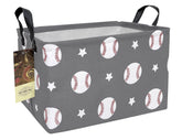 HUNRUNG rectangle storage basket grey baseball pattern offers spacious toy storage in playrooms.