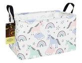 HUNRUNG rectangle storage basket unicorn-pattern for toy organization in playroom