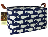 HUNRUNG rectangle storage basket with whale pattern helps organize toys neatly.