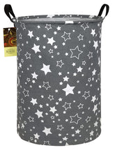 HUNRUNG round-star patterned laundry hamper with easy-carry handles for laundry day.