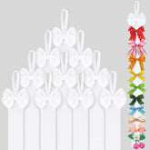 Huquary white long bow holder mounted on wall for organized baby bows