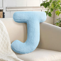 Huraty plush alphabet J-pillow front view for cozy reading corners.