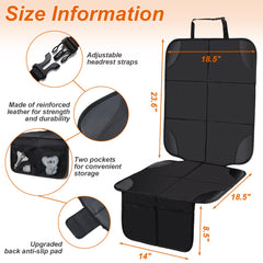 Husfunov car seat protector with adjustable headrest straps for stable installation
