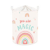 HUUMONSS Boho Rainbow Baby Laundry Hamper pink with 63L capacity for toys and laundry