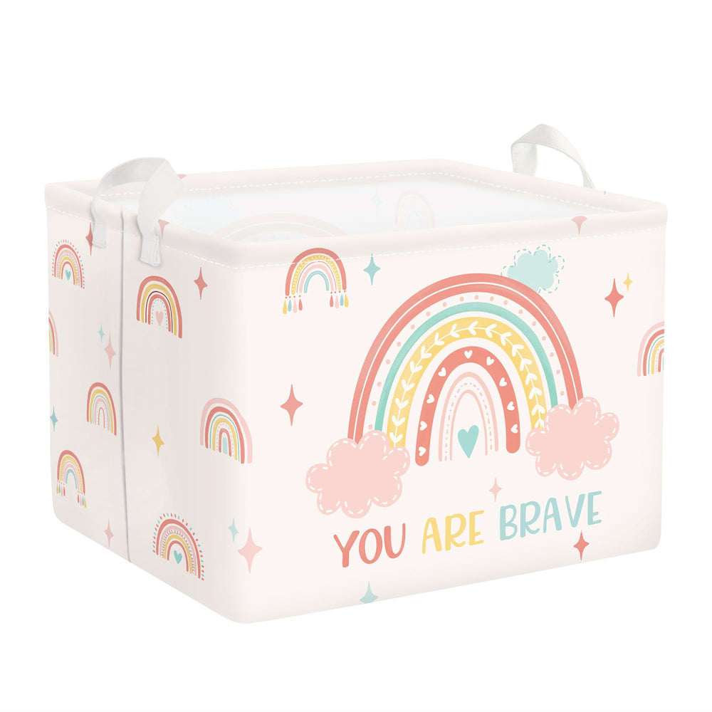 HUUMONSS Boho Rainbow Baby Laundry Hamper pink, spacious 36L for clothes storage.