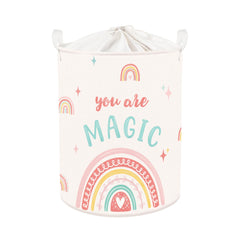 HUUMONSS Boho Rainbow Baby Laundry Hamper pink with 63L capacity for toys and laundry