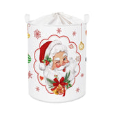 HUUMONSS Christmas Reindeer Laundry Hamper with festive Santa and reindeer motif for toy organization.