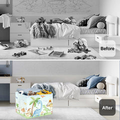 HUUMONSS dinosaurs hamper with palm tree design boosts fun organization for kids at home