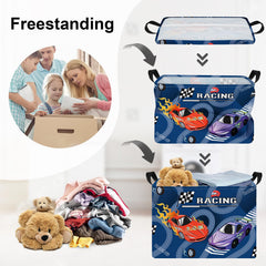 HUUMONSS kid room basket stores toys and magazines, reducing clutter during playtime.