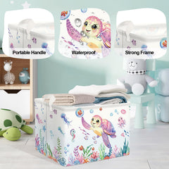 HUUMONSS Ocean Animals 36L large basket offers ample capacity for busy households.