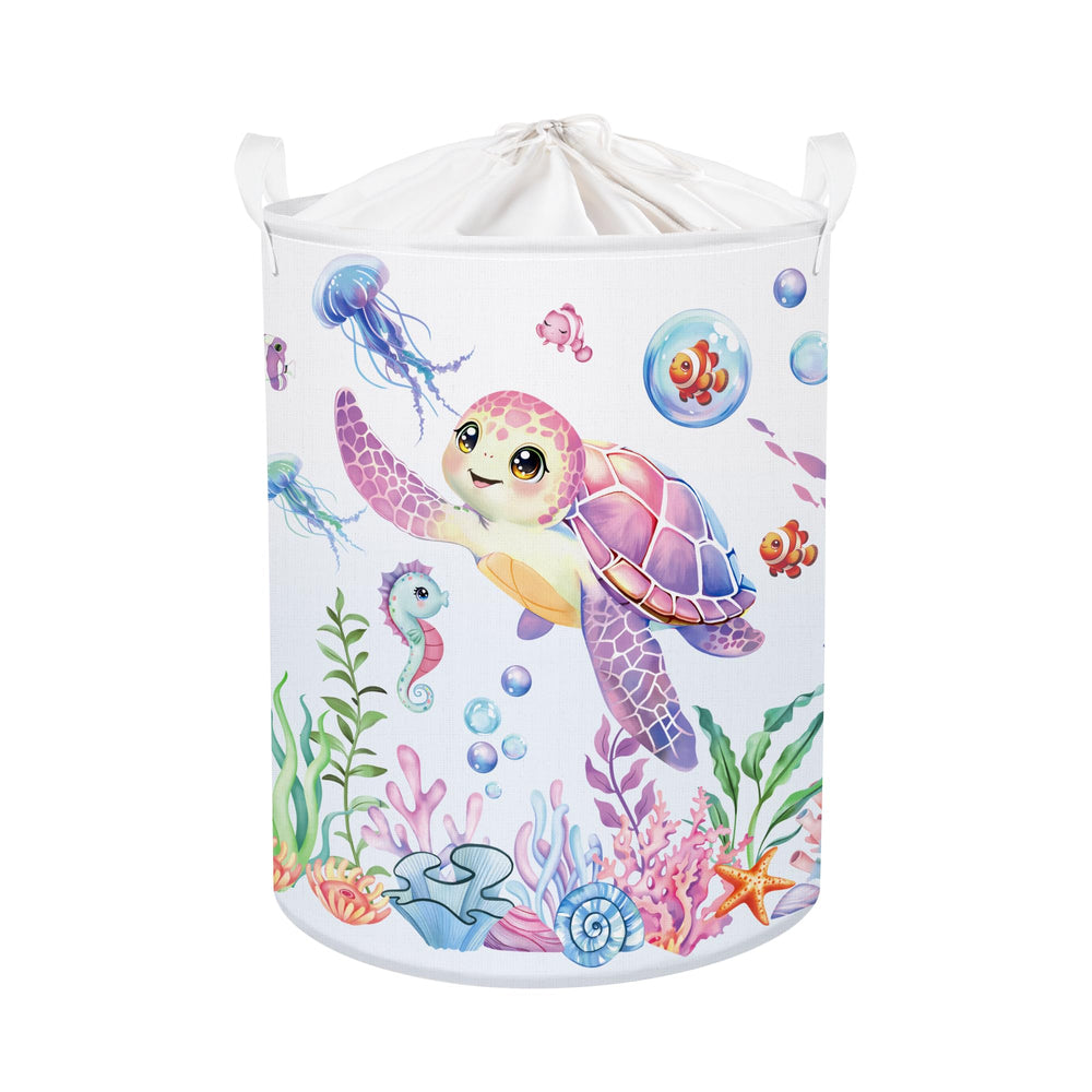 HUUMONSS Ocean Animals baby laundry basket shows an underwater scene, helping keep toys and clothes organized.