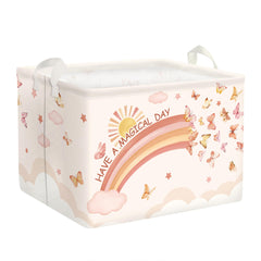 HUUMONSS Rainbow Animals hamper folded for compact storage in a closet