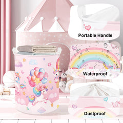 HUUMONSS Rainbow Animals hamper top-frame detail sustains upright storage.