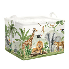 HUUMONSS Safari Animals hamper front view shows 36L capacity for toys and clothes