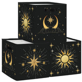 HUUMONSS Sun Moon Celestial Storage Cubes set on shelf for stylish closet organization.