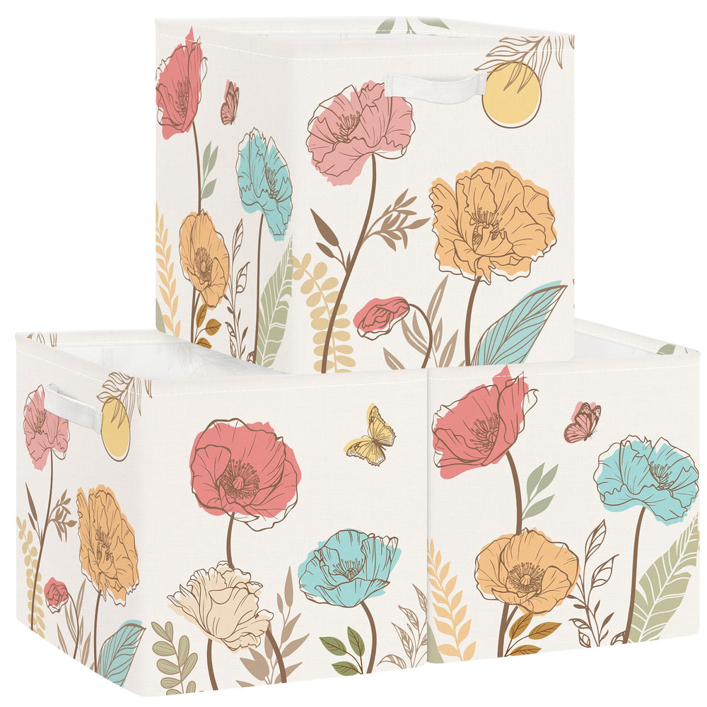 HUUMONSS wild flower cube with rose-butterfly print for tidy toy storage