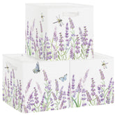 HUUMONSS wild flower storage cubes set with lavender print for tidy closet organization