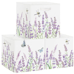 HUUMONSS wild flower storage cubes set with lavender print for tidy closet organization