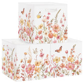 HUUMONSS wildflower storage cube front view shows vibrant design for nursery organization.