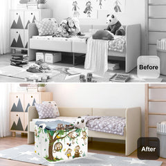 HUUMONSS Woodland Animals toy basket for nursery decor and quick tidy ups
