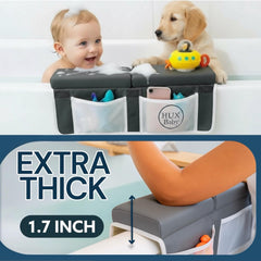 HUX Baby bath kneeler storage pockets keep essentials organized within reach