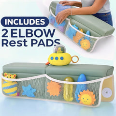 HUX Baby kneeler with non-slip backing stays secure for safer bath time.