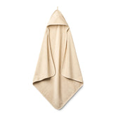 Huxie hooded towel fog closeup — soft organic cotton for gentle baby skin care