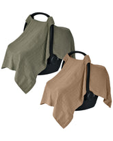 Huxie car-seat-cover sage on-car-seat privacy and sun protection.