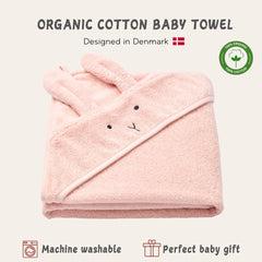 Huxie hooded towel 32x32: generous size supports baby from newborn to toddler.