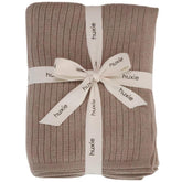 Huxie Mochachino knitted baby blanket close-up texture for ultra-soft feel