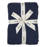 Huxie knitted baby blanket North Sea Blue close-up texture for ultra-soft feel