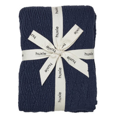 Huxie knitted baby blanket North Sea Blue close-up texture for ultra-soft feel