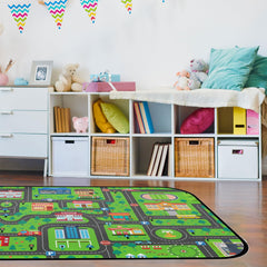 HUXINO rug city map detail with traffic signs for educational play