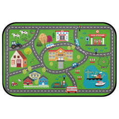 HUXINO Kids Car Road Rug with city-map traffic layout for imaginative play.