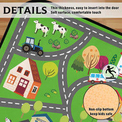 HUXINO Kids Car Road Rug folds flat for easy travel and storage.