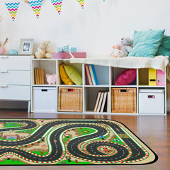 HUXINO Kids Race Track Play Rug traffic signs enable imaginative role-play adventures.