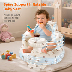 Hvygss inflatable baby seat tray and bottles demonstrates convenient feeding area