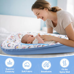 HychYAYA adjustable ties on baby lounger demonstrate growth-ready sizing.