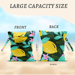 HZMLYDJ lemon wet bag highlights waterproof and washable design for reuse.