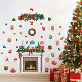 IARTTOP Christmas fireplace decal backdrop creates warm holiday ambiance on walls.