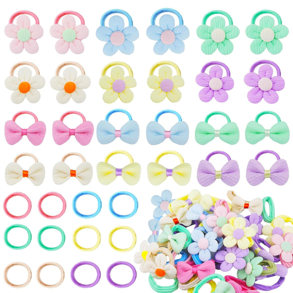 IAXSEE candy colors toddler hair ties flower closeup for gentle hold and playful style