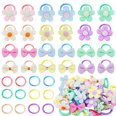 IAXSEE candy colors toddler hair ties flower closeup for gentle hold and playful style