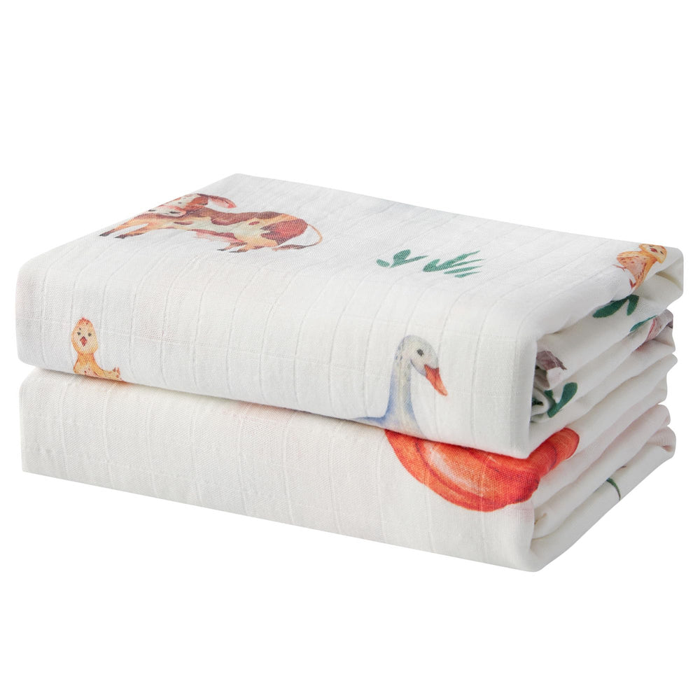 IBESTOPIA pumpkin-print swaddle blanket in a two-pack for cozy newborn cuddles.