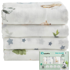 IBESTOPIA watercolor animals swaddle blanket offers breathable comfort for silky-soft skin