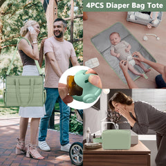 IBFUN diaper bag tote interior shows organized compartments for baby essentials