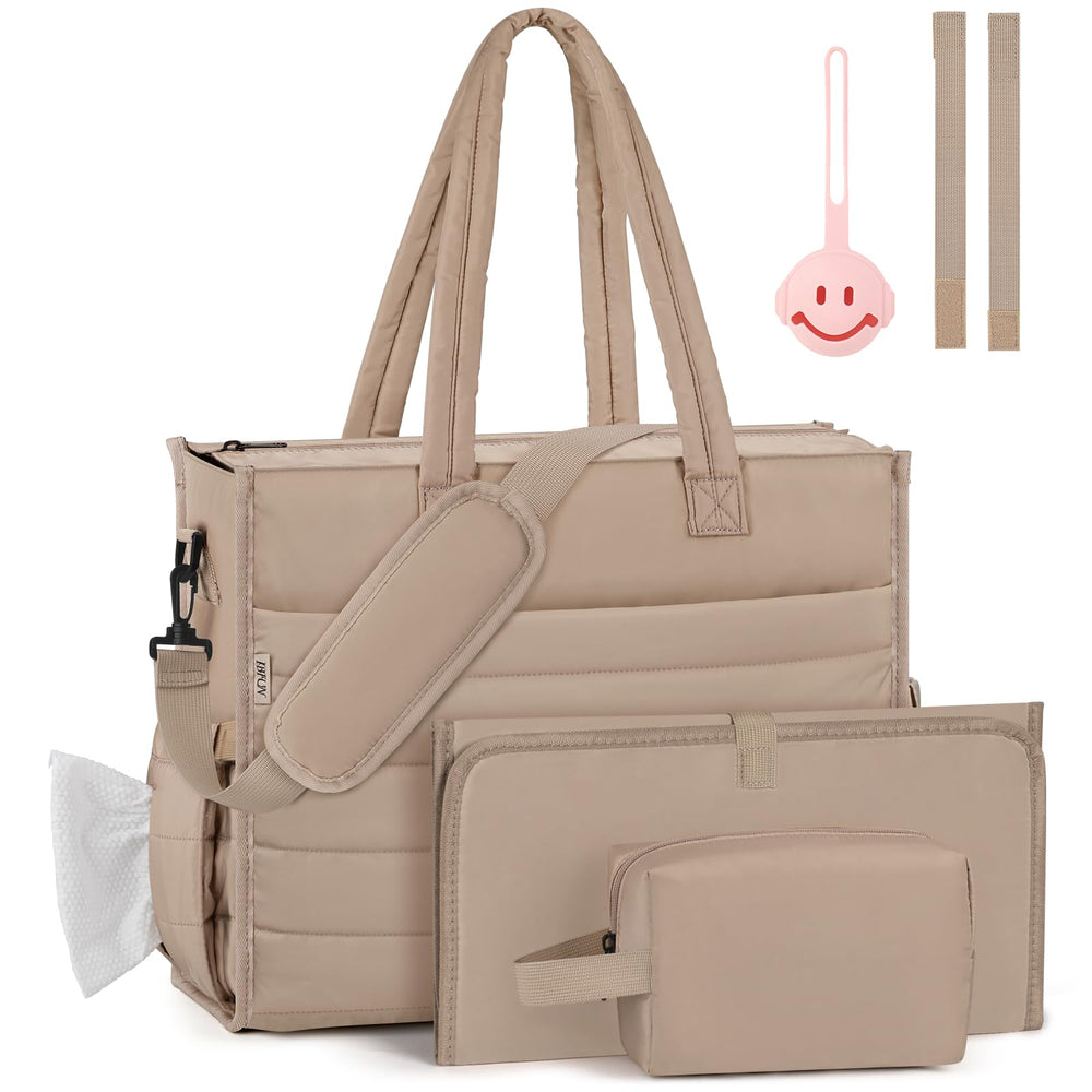 IBFUN diaper bag tote main compartment stores essentials for busy parents on the go.
